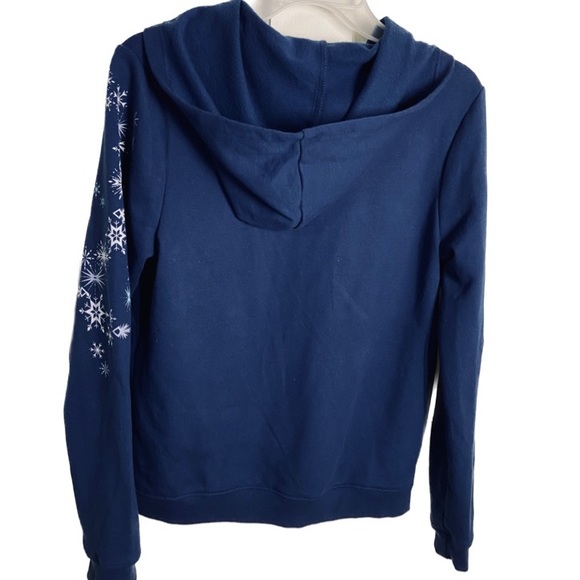 Disney Frozen 2 Elsa~Anna~Olaf Printed Navy Zip-Up Hoodie Sweatshirt Size 14/16 - Picture 2 of 7